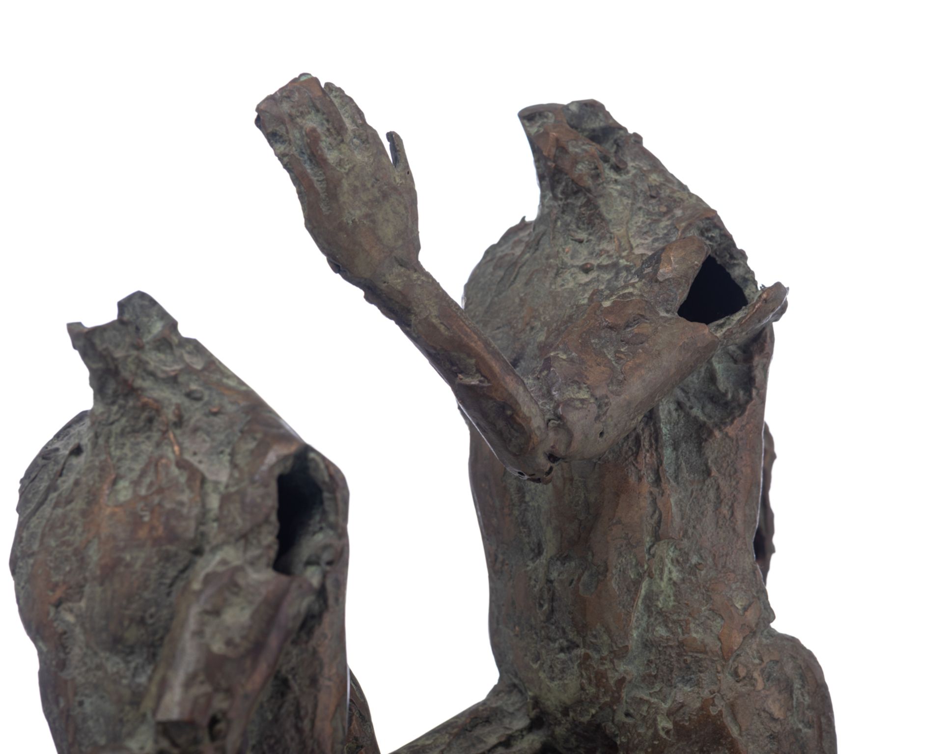 Desmaret J., three runners, N° 4/8, green and brown patinated bronze, H 45 - W 75,5 cm Is possibly s - Image 8 of 8