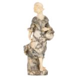 Cletriny, a well-dressed beauty, white and grey veined Carrara marble, H 59 cm