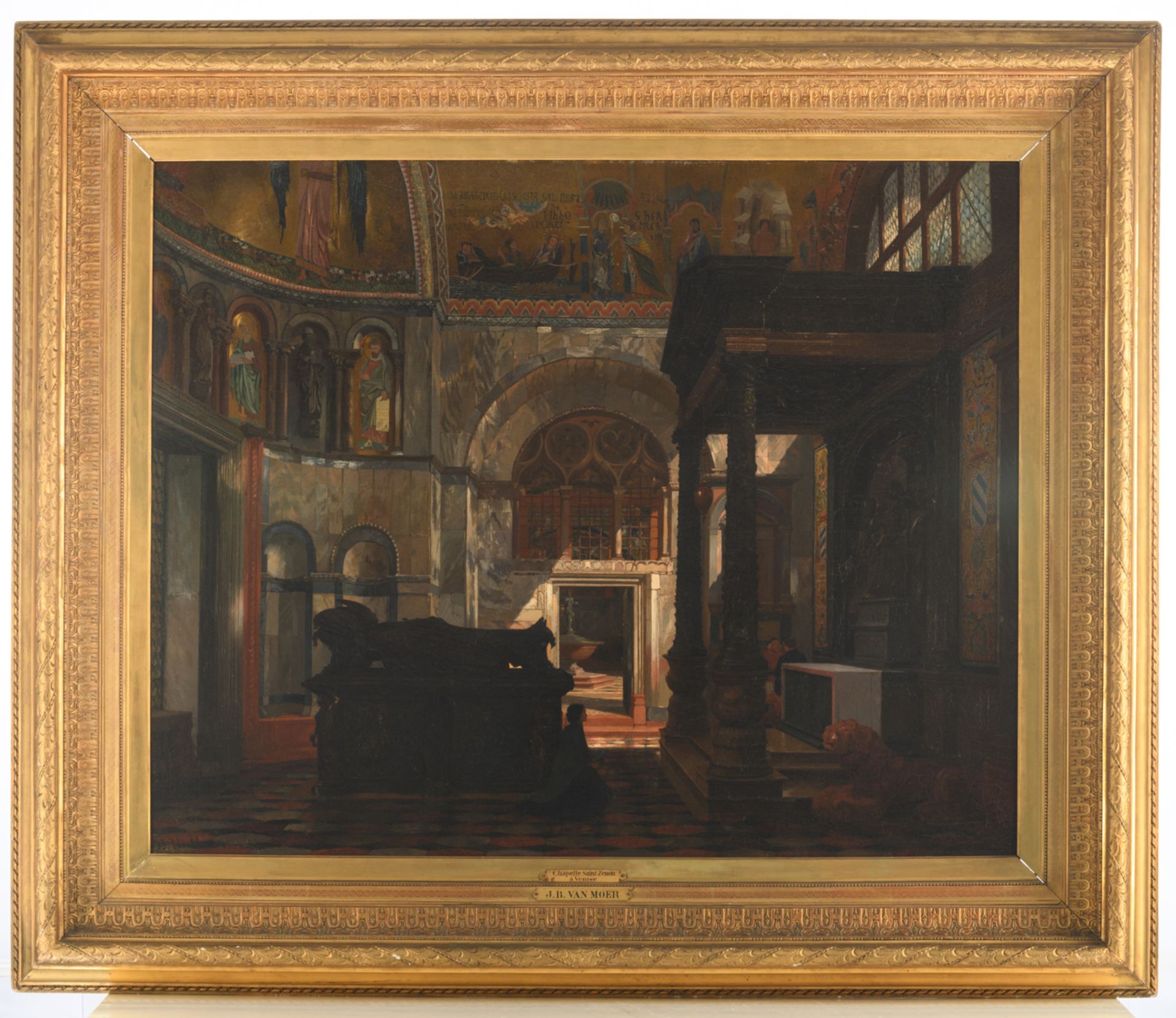 Van Moer G.B., The Saint Zeno chapel in the basilica San Marco Venice, oil on canvas, 122 x 98 cm - Image 2 of 7