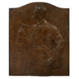 Verbanck G., a bas-relief plaquette featuring a man's profile portrait, patinated bronze, 86,5 x 105