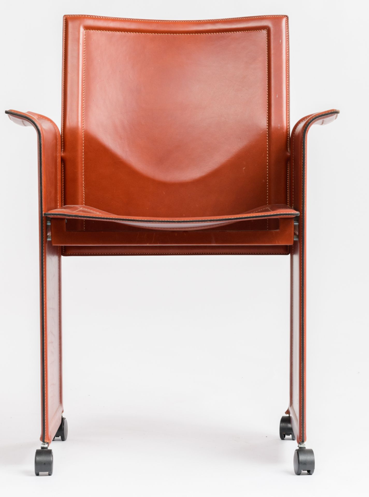 A '70s design cognac leather Corium armchair, design by Tito Agnoli for Matteo Grassi, H 90 - W 63 - - Bild 4 aus 14