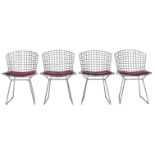 A set of 4 Bertoia side chairs, design by Harry Bertoia for Knoll International, chromed frame with