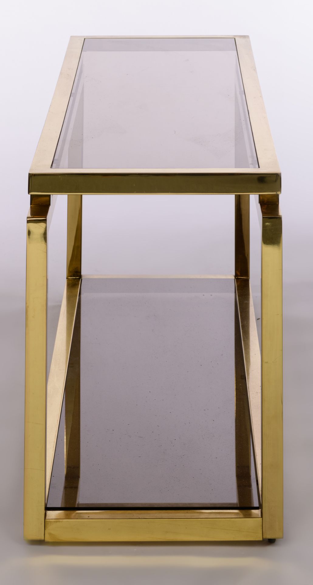 Two vintage polished brass and copper side tables, in the manner of Belgo Chrom, H 167 - 71 - W 90 - - Bild 15 aus 19