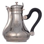 A second half of the 18thC French, maybe Paris', silver marabout coffee pot with a highly scalloped