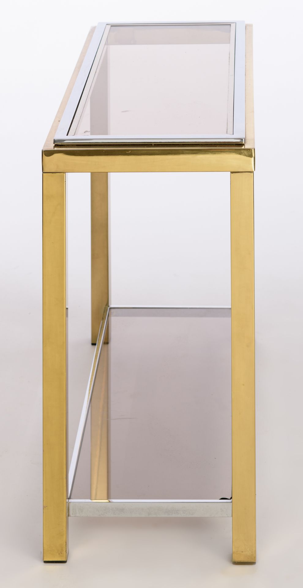 Two vintage polished brass and copper side tables, in the manner of Belgo Chrom, H 167 - 71 - W 90 - - Bild 11 aus 19