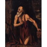 No visible signature, Saint Jerome, 17thC, oil on panel, 35 x 46 cm