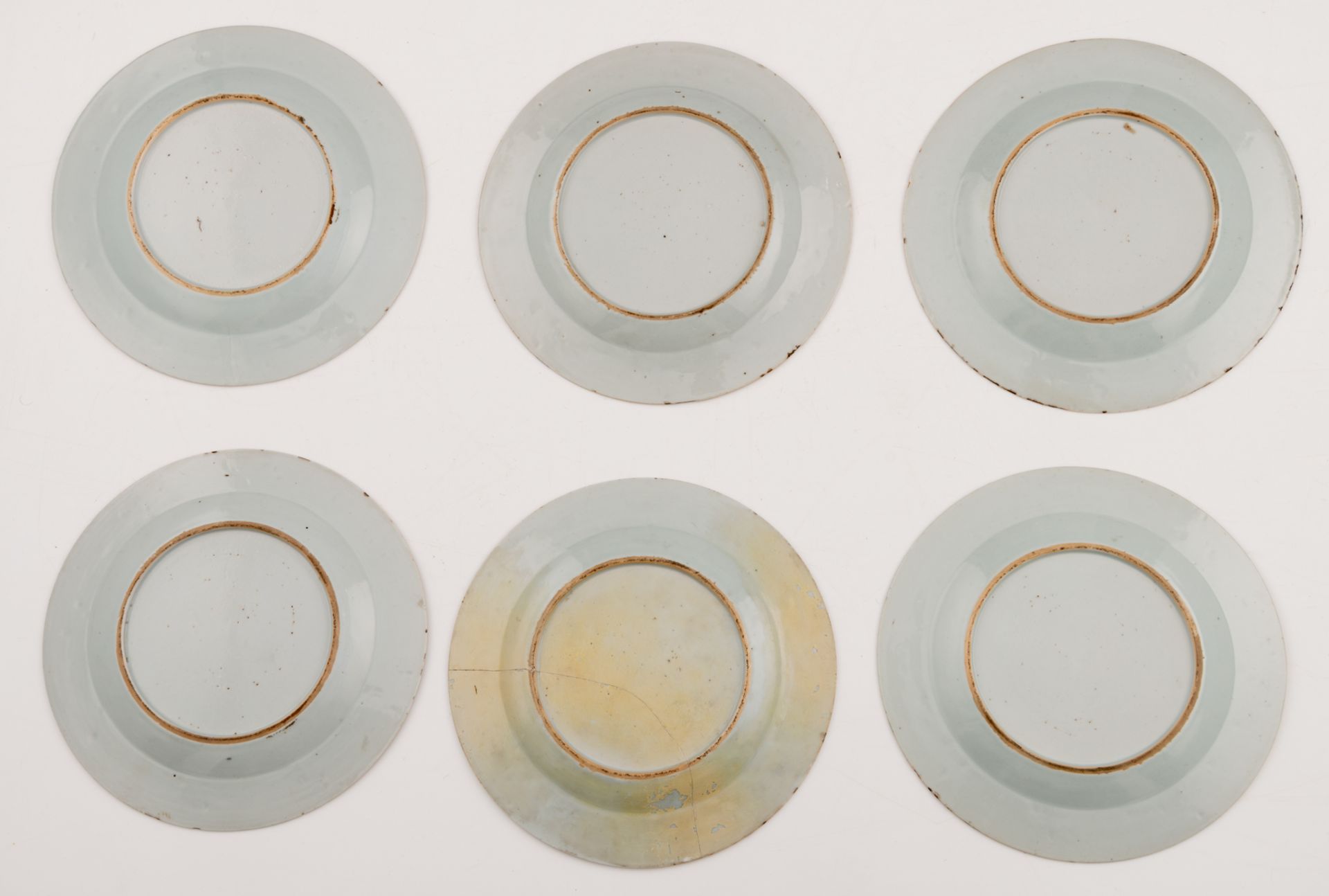 Seven Chinese famille rose floral decorated dishes; added six ditto dishes, the centre with butterfl - Image 3 of 5