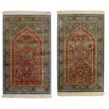 Two Oriental woollen rugs, machine-knotted, 105/106 x 175 cm