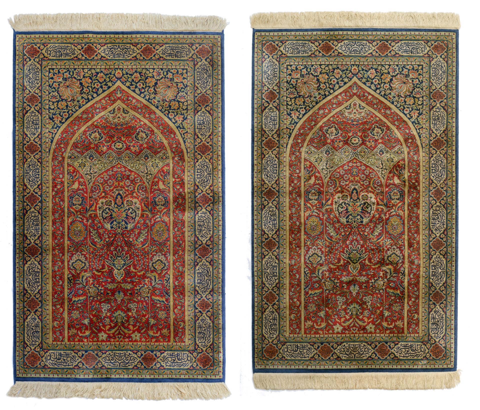 Two Oriental woollen rugs, machine-knotted, 105/106 x 175 cm