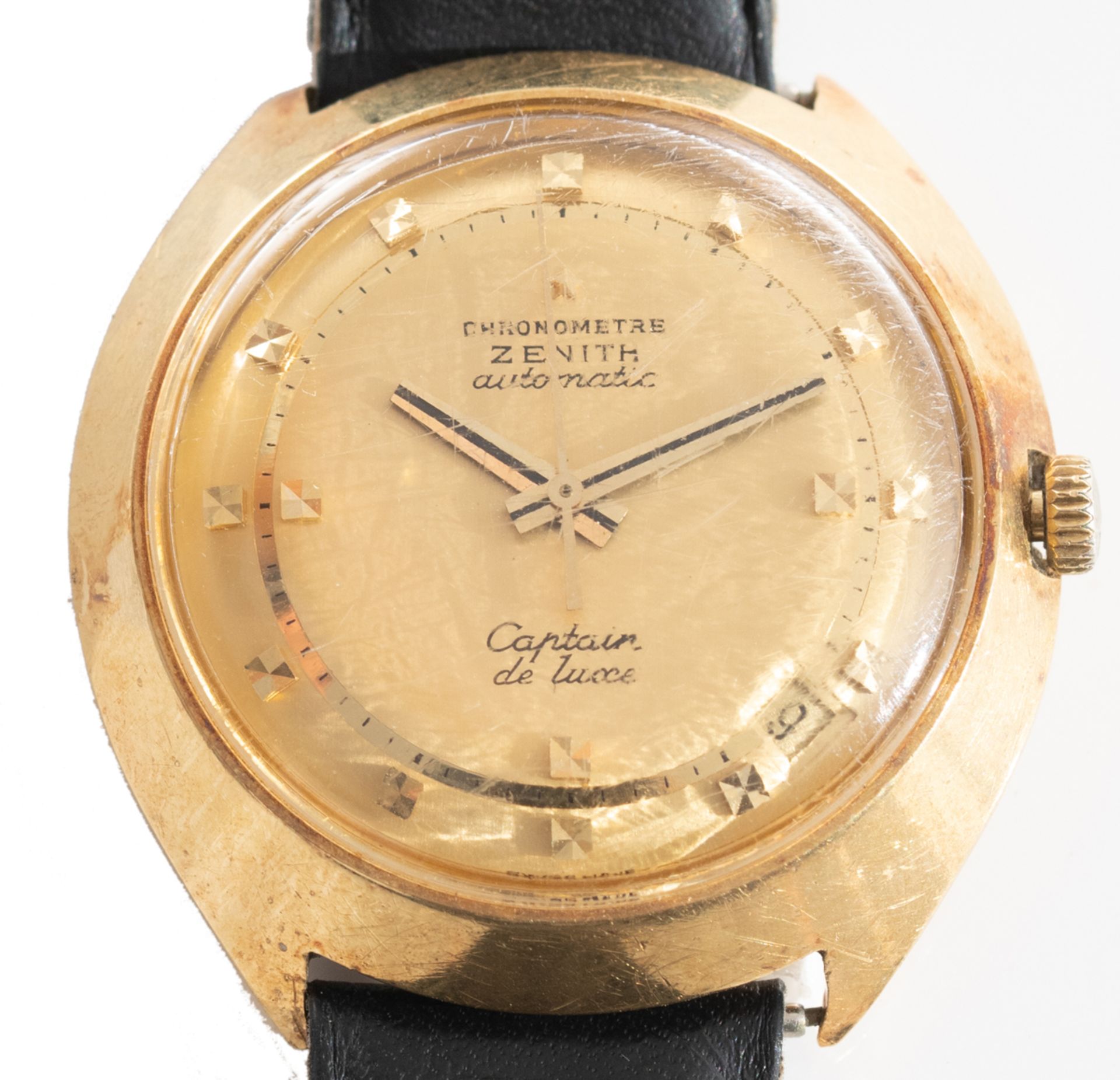 A man's 18ct gold wristwatch 'Chronomètre Zenith Automatic' - 'Captain de luxe', serial no. 357D832, - Bild 3 aus 8