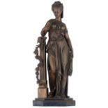 Trodoux H., Diana standing, patinated bronze, H 43 cm