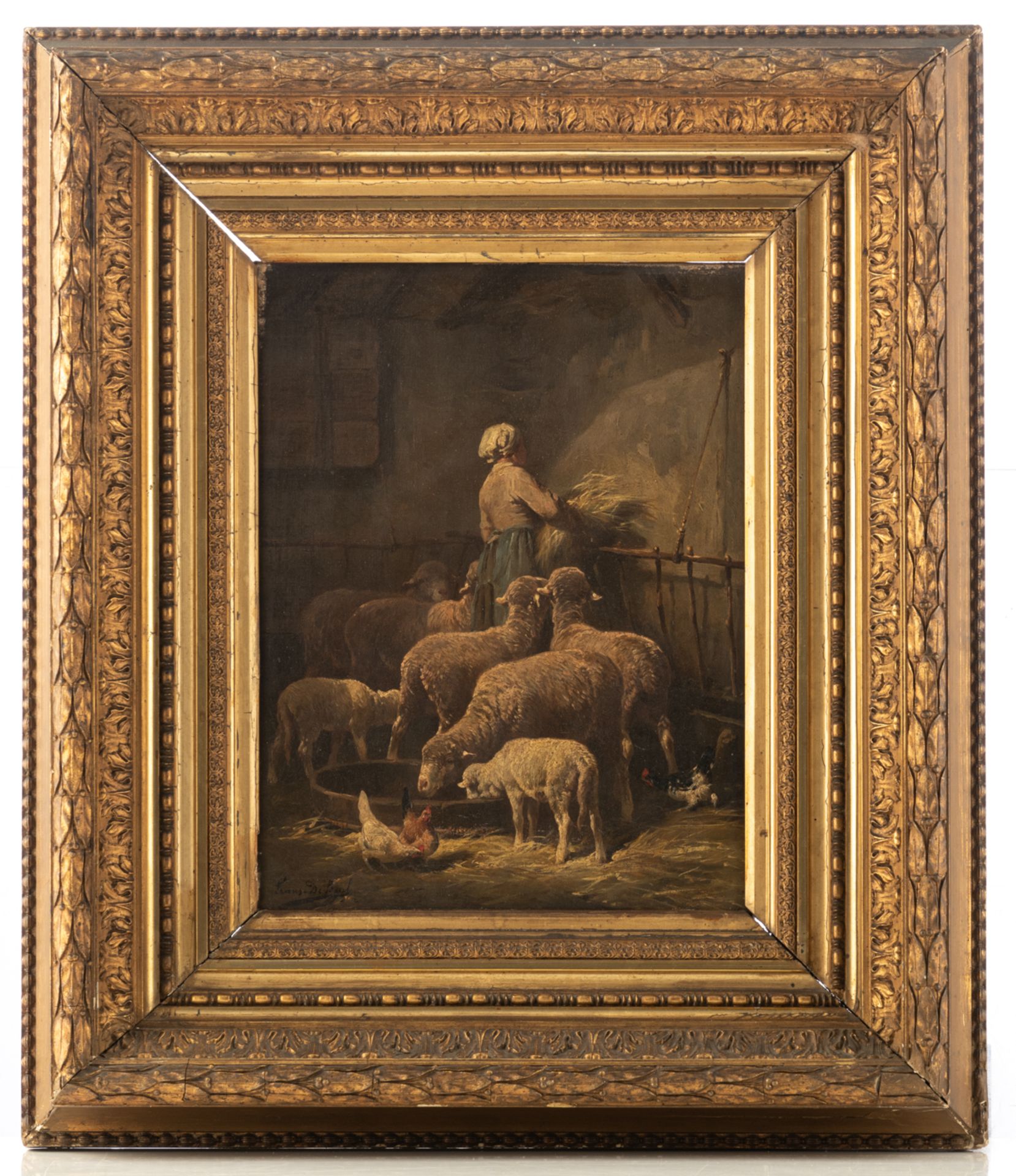 De Beul Fr., the sheepstable, oil on canvas, 34 x 25,5 cm - Image 2 of 4