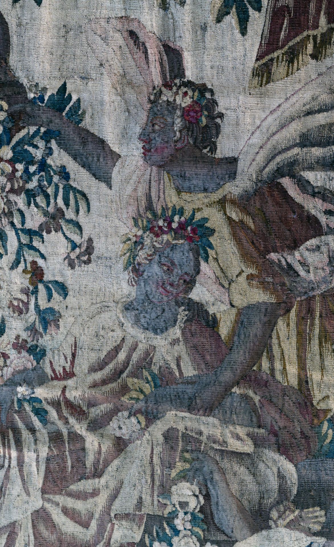 A Flemish wall tapestry depicting Flora and Zephyrus, 17thC, 284 x 271 cm - Image 6 of 7