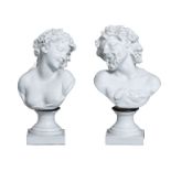 A couple of second half of the 18thC Tournai soft paste busts inspired by Clodion and portraying a B
