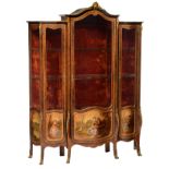 A fine Rococo style kingwood veneered mahogany display cabinet, decorated with ormolu mounts, the ro