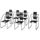 A set of six black lacquered Quinta chairs, design by Mario Botta for Alias, the 1980s, H 94 - W 45