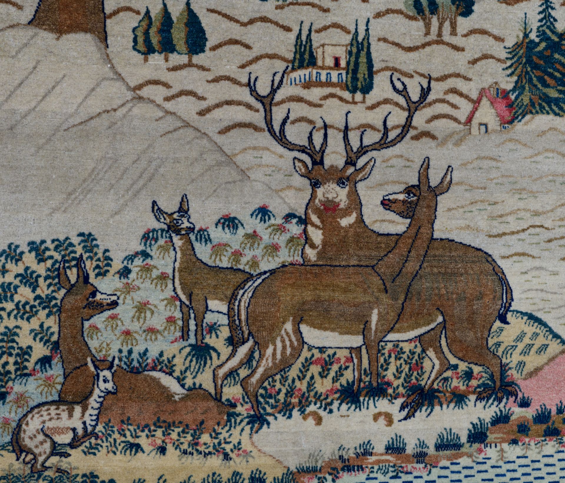 An Oriental Kashan rug, decorated with deer in a landscape, 138 x 210 cm - Bild 5 aus 5