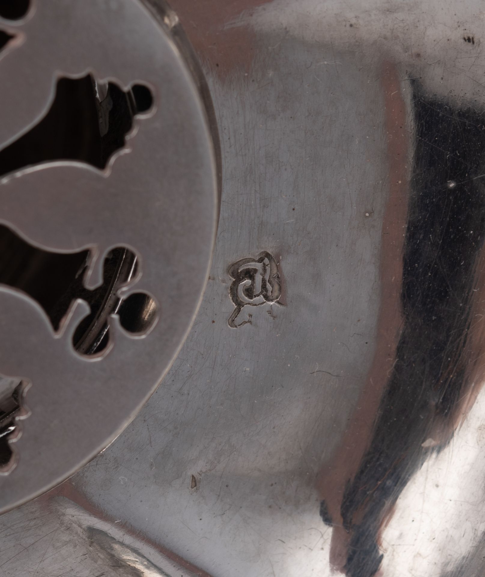 A pair of probably French 18thC Regence style silver table stoves marked with undefined hallmarks, s - Image 8 of 8