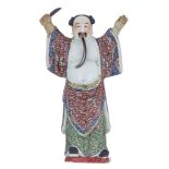 A Chinese famille rose figure of Zhongli Quan, with an impressed four-character mark, 19thC, H 35,5