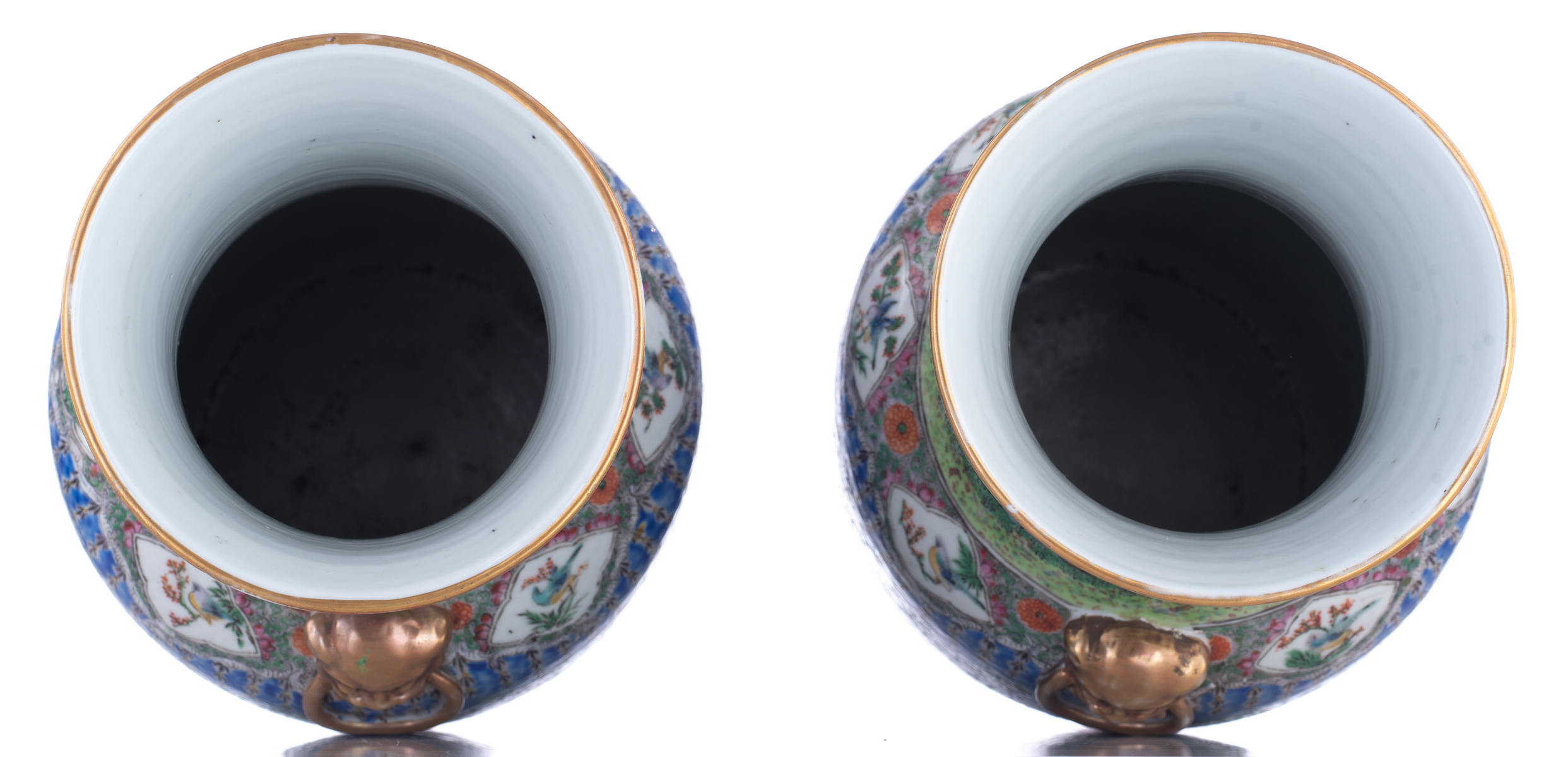 A pair of Chinese famille rose vases, decorated with phoenix and birds in flower branches, paired wi - Image 5 of 6