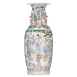 A Chinese polychrome vase, all-round decorated with animated scenes, 19thC, H 62,5 cm