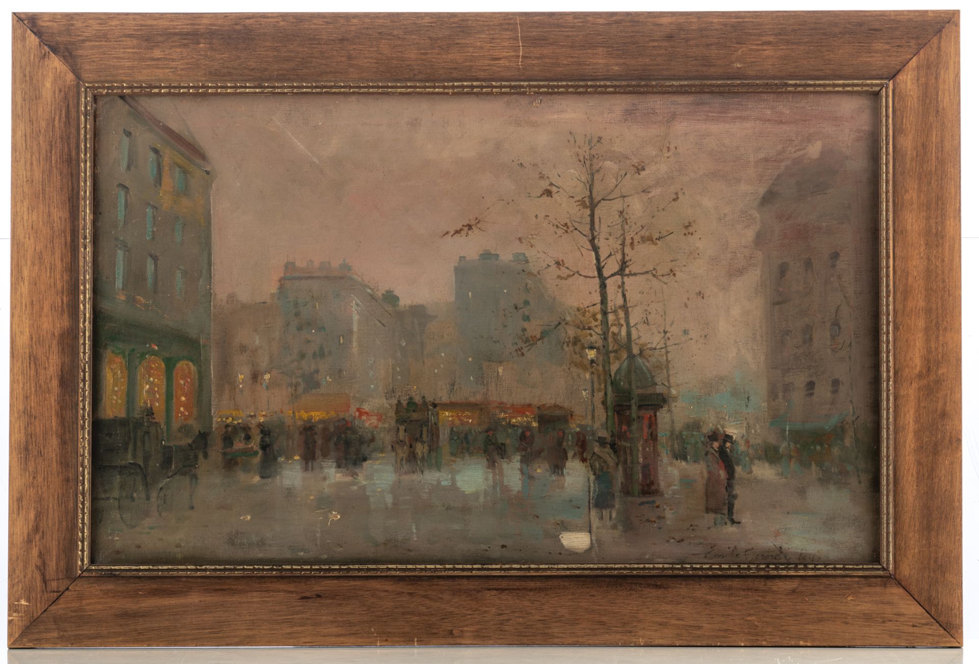 Gerard E., an impressionist view on the city nightlife, dated 1898 (?), oil on canvas, 40 x 68 cm - Bild 2 aus 4