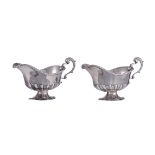 A pair of Neoclassical silver sauce boats, hallmarked Ghent 1778, makers mark of Johannes Franciscus