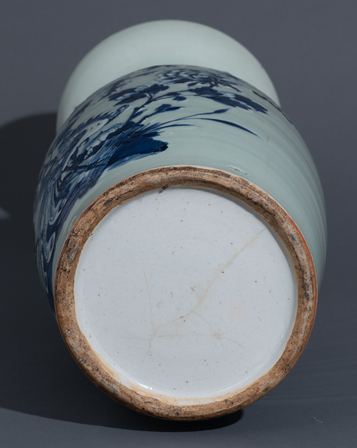 A Chinese celadon vase, blue and white decorated with a dragon and a phoenix, paired with Fu lions, - Image 7 of 8