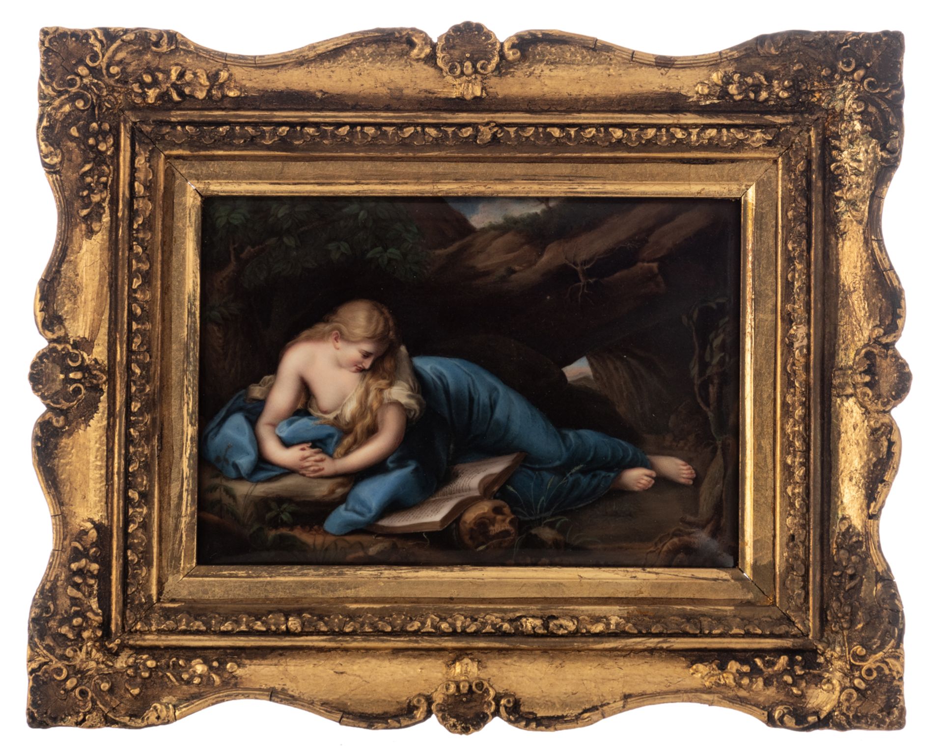 Bücker H., the Penitent Magdalene, a fine handpainted porcelain plaque, 19thC, 12,5 x 17,5 cm - Bild 2 aus 5