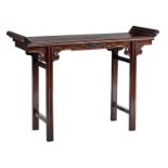 A Chinese rosewood sideboard, H 88,5 - W 123 - D 40 cm