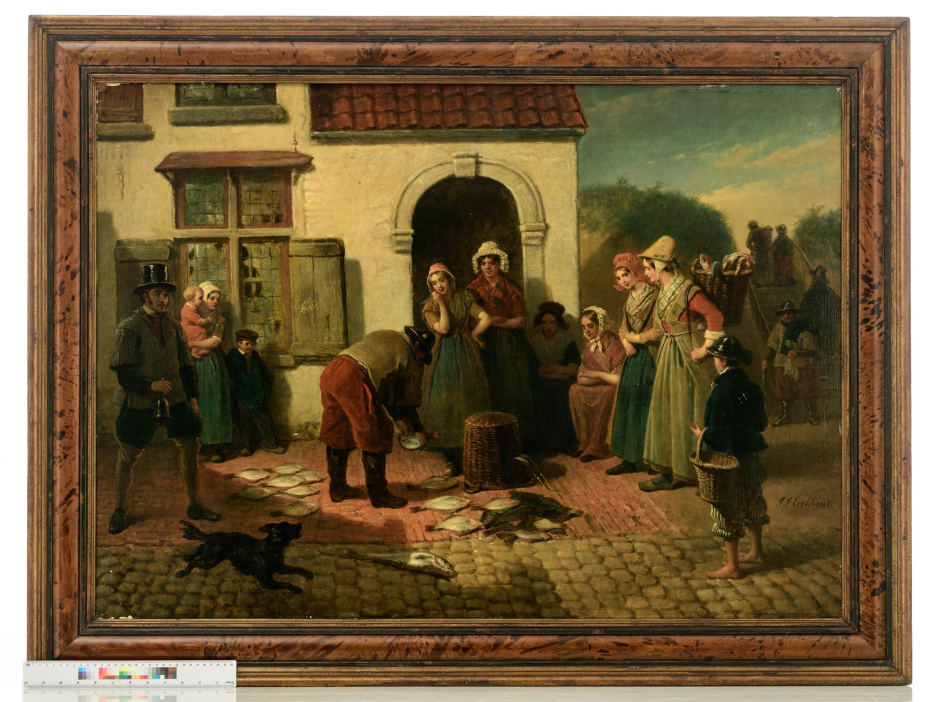 Eeckhout J.J., the Draught of Fish, oil on a mahogany panel, 80,5 x 111,5 cm - Bild 5 aus 5