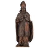 A walnut sculpture of a saint, 17th/18thC, H 79 cm