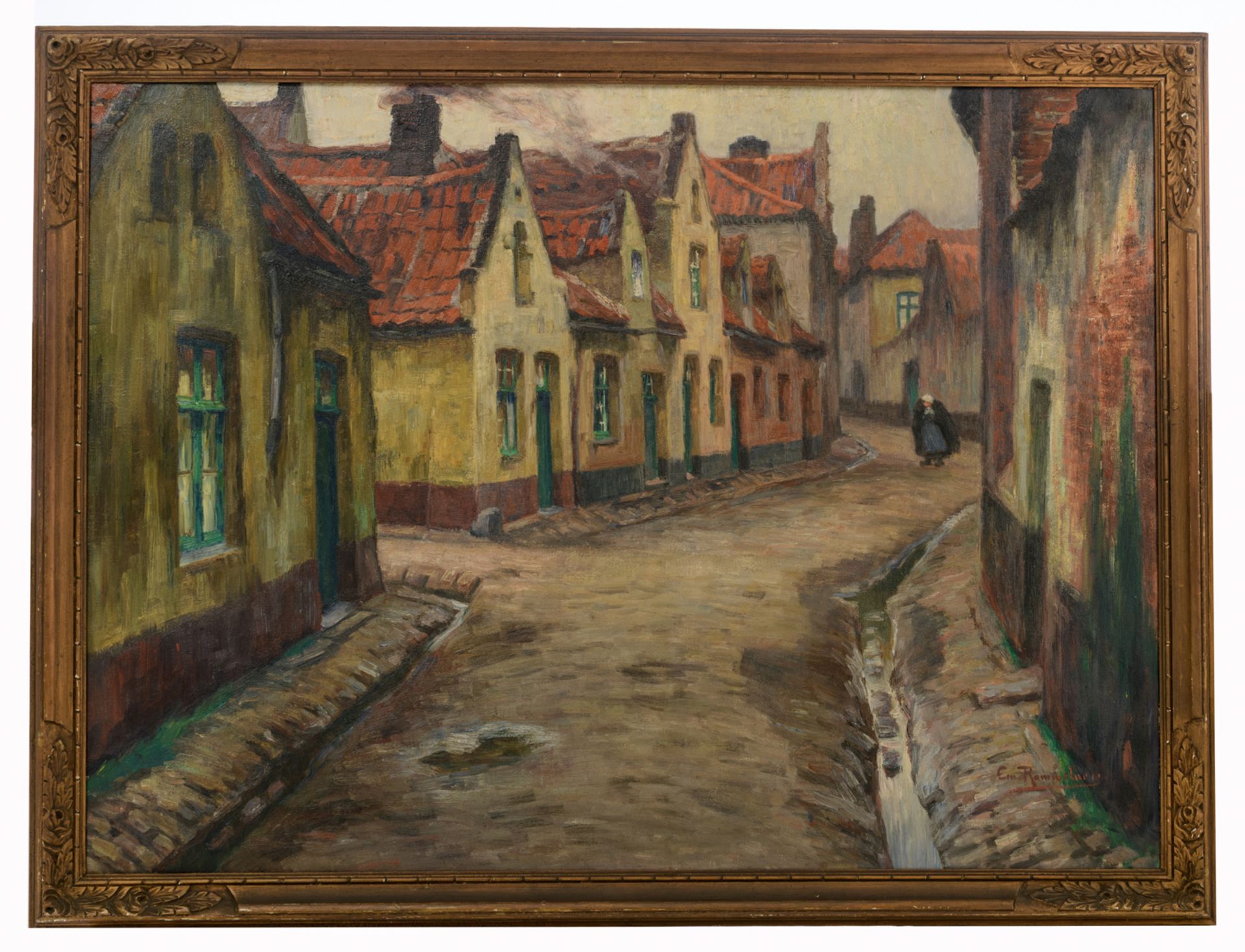 Rommelaere E., a view of the 'Blekersstraat' in Bruges, oil on canvas, 101 x 137 cm - Bild 2 aus 5