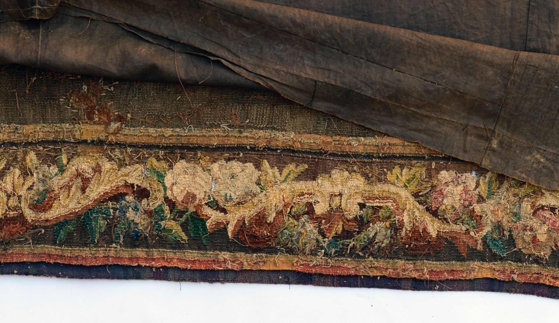 A Flemish wall tapestry depicting Flora and Zephyrus, 17thC, 284 x 271 cm - Image 3 of 7