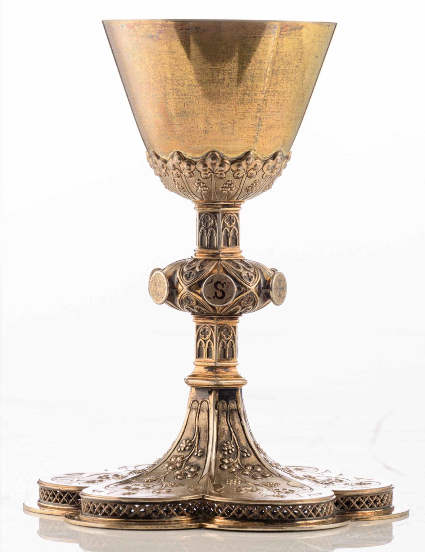 A (most probably Belgian) silver Gothic Revival chalice, the first quarter of the 20thC, non-hallmar - Bild 5 aus 9