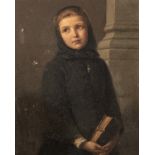 Bowser F., the portrait of a praying girl, dated 1879, oil on panel, 24,5 x 29,5 cm