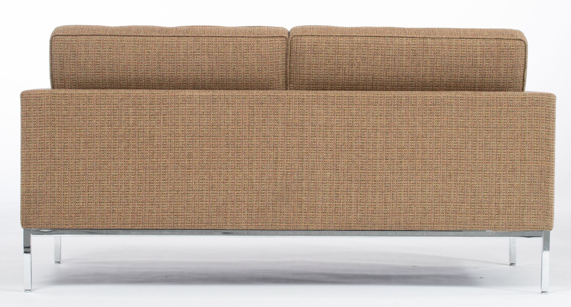 A two-seater sofa, Florence Knoll for Knoll International, Keaton fabric on a chromed frame, H 80 - - Bild 8 aus 21