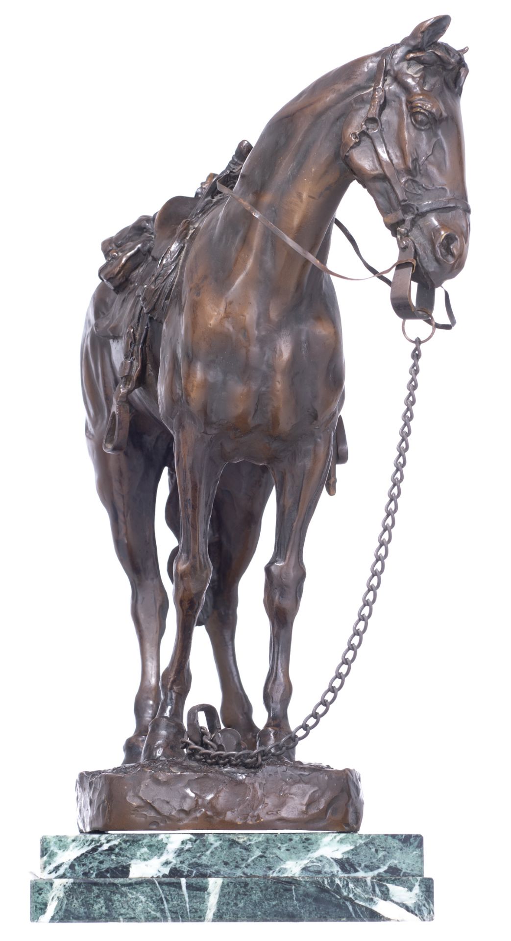 Kauba C., a resting horse, brown patinated bronze on a vert de mer marble base, H 41 - 45 - W 42 - 4 - Bild 4 aus 6