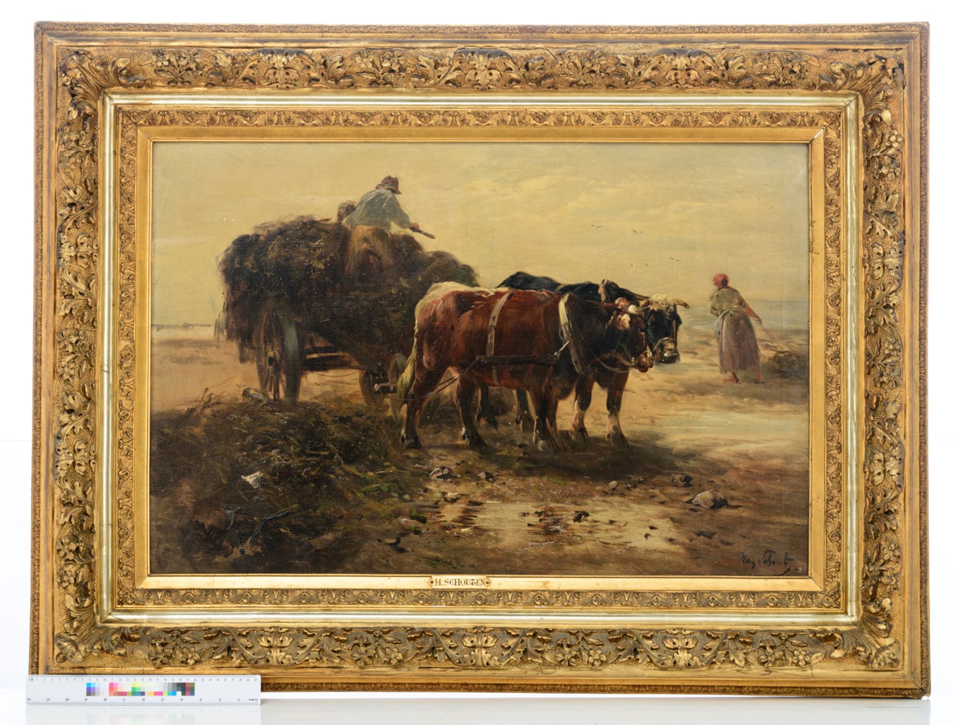 Schouten H., 'horses pulling the plough' and 'the hay wain', oil on canvas, 60 x 90 cm - Bild 6 aus 11