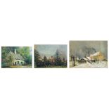 A collection of three rural landscapes by Alfred Bastien, two with a dedication and dated 1935 and 1