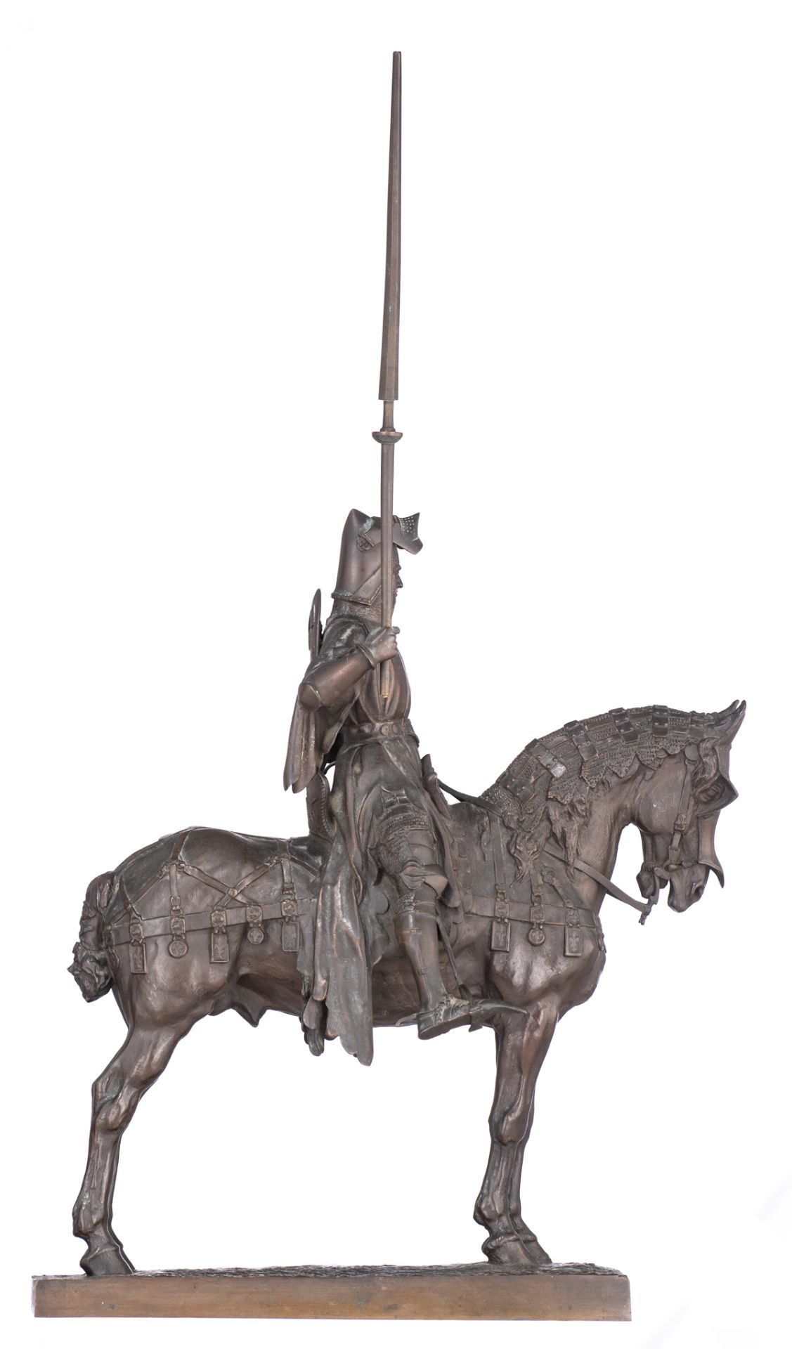 Fremiet C., a knight on horseback, patinated bronze, H 71,5 - W 40 cm - Bild 4 aus 6