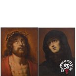 No visible signature, two paintings: 'Mater Dolorosa' - 'Ecce Homo', oil on an oak panel, Flemish, 1