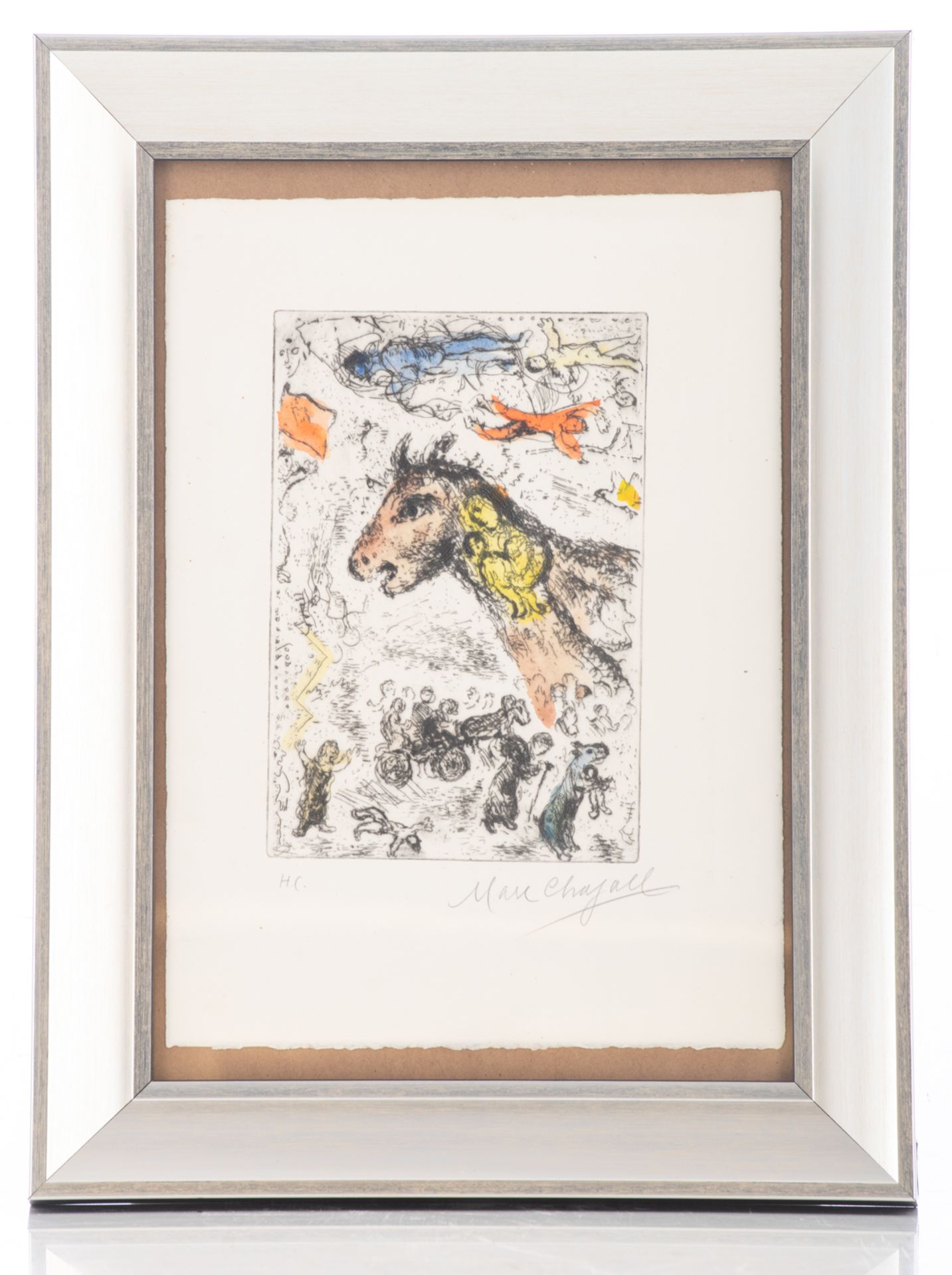Chagall M., the dream, a hand-coloured etching, 'Hors Commerce', 16,4 x 24 cm Is possibly subject of - Image 2 of 4
