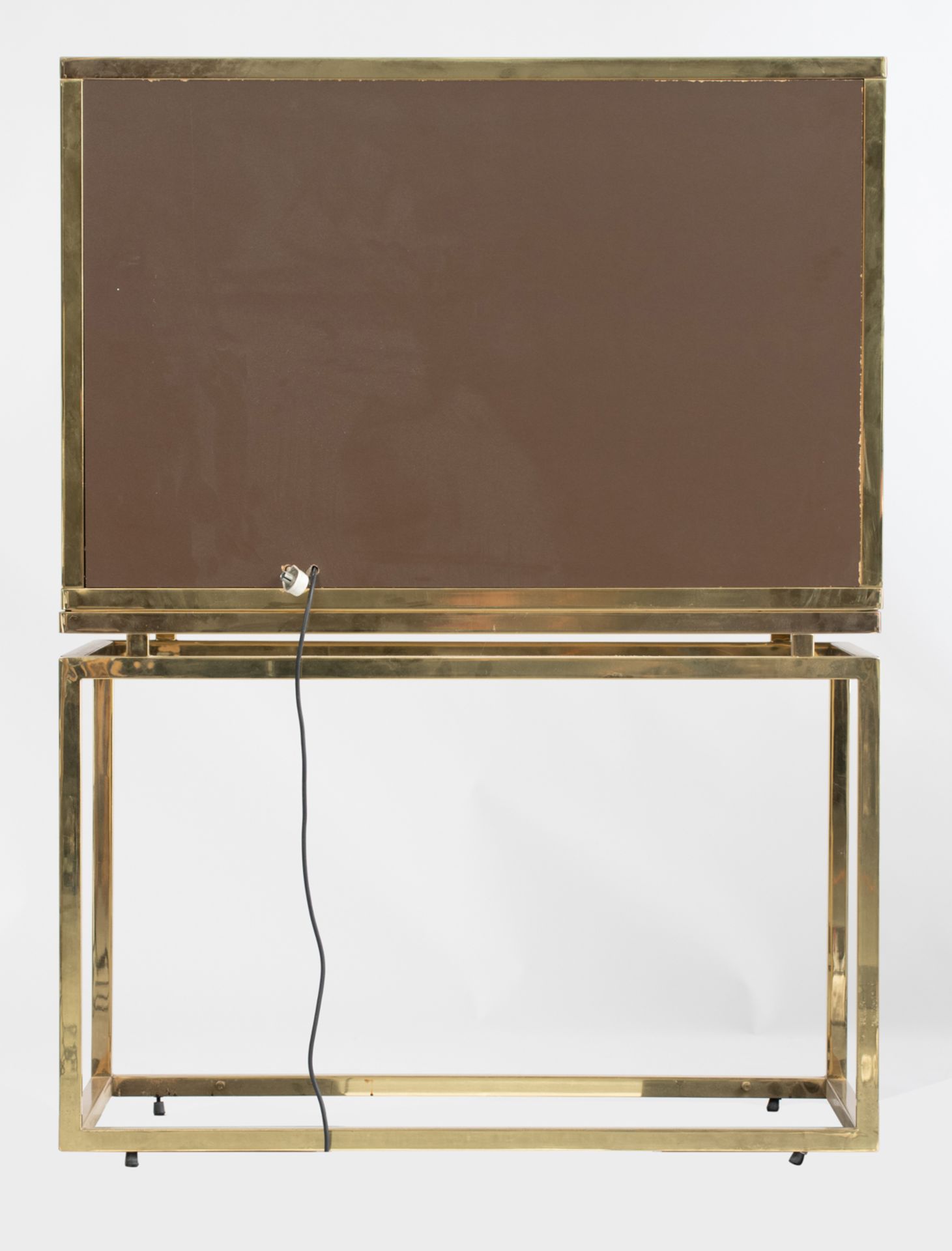 A vintage polished brass and copper bar cabinet, in the manner of Belgo Chrom, H 123 - W 91 - D 55 c - Image 7 of 12