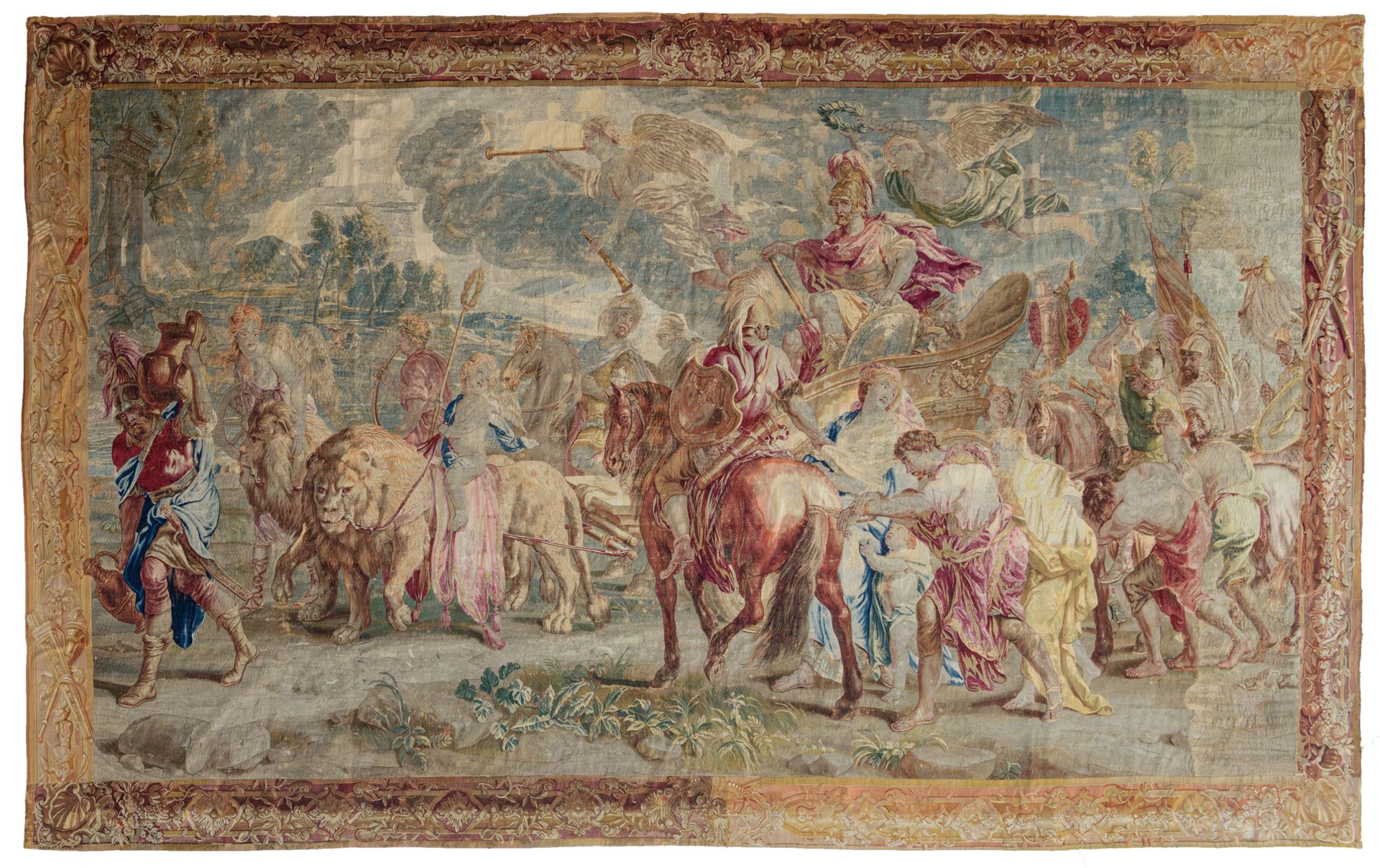 An important Brussels (Flemish) wall tapestry, depicting the glorification of Mars, an edition by or