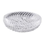 A crystal cut Val-Saint-Lambert bowl, with a wavy ribbed body, H 11 - ø 30,5 cm