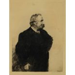 Ensor J., the portrait of Ernest Rousseau, dated 1887, etching, 18 x 24 cm