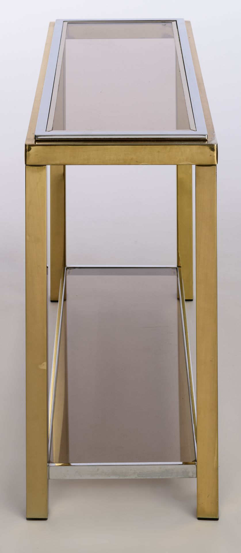 Two vintage polished brass and copper side tables, in the manner of Belgo Chrom, H 167 - 71 - W 90 - - Bild 7 aus 19