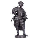Carrier-Belleuse A.E., a standing soldier, patinated bronze, H 62 cm