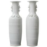 A pair of massive Chinese white-glazed vases, H 180 cm